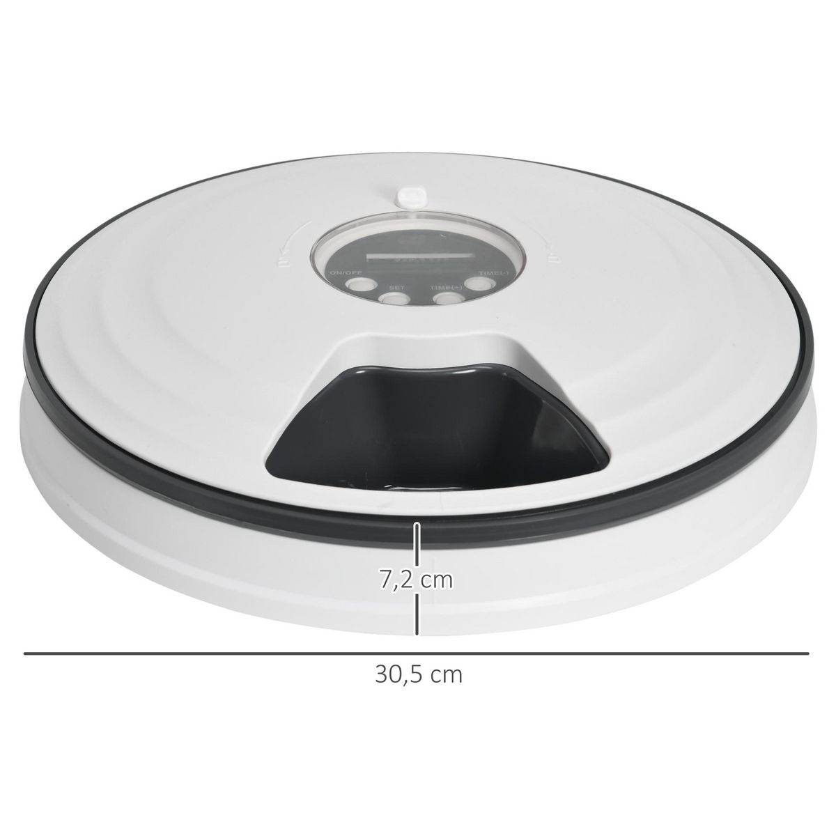 PAWHUT Distributeur de nourriture chat chien - distributeur automatique programmable - 6 compartiments - écran LED - fonction musicale intégrée - ABS gris blanc