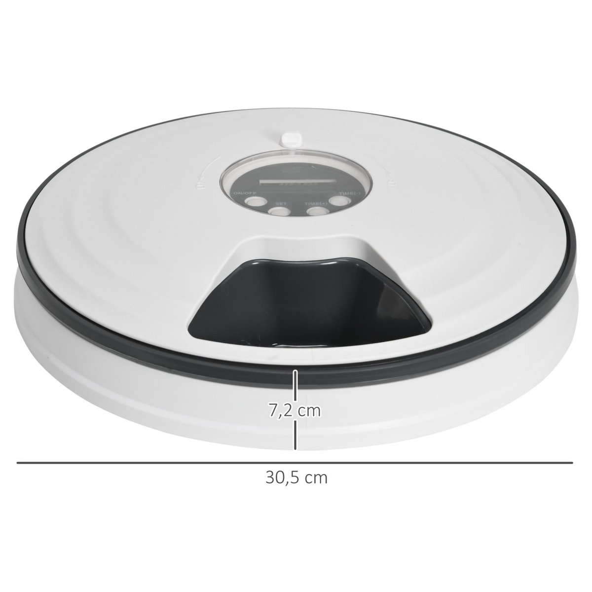 PAWHUT Distributeur de nourriture chat chien - distributeur automatique programmable - 6 compartiments - écran LED - fonction musicale intégrée - ABS gris blanc