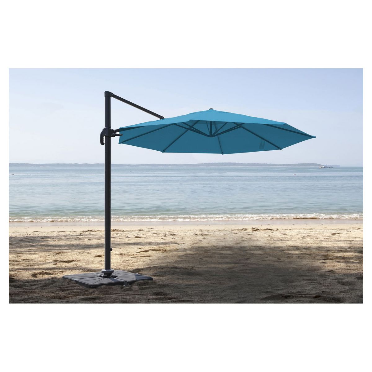 JARDILINE Parasol déporté rond - Aluminium et polyester - Bleu canard - D3m - TOBAGO ECO