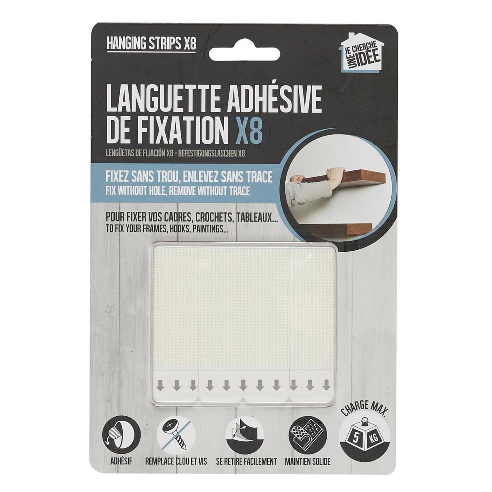 Voir la diapositive 2 : Je cherche une idee Lot de 8 languettes de fixation  5 kg  6cm blanc
