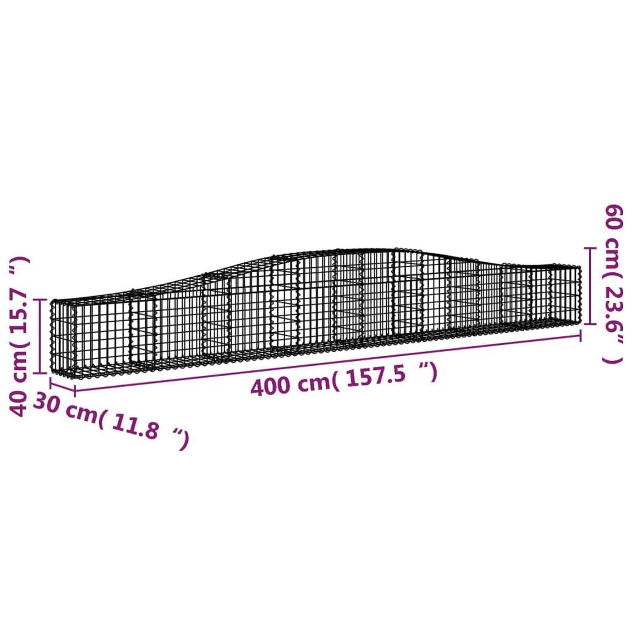 Voir la diapositive 6 : VIDAXL Paniers a gabions arques 15 pcs 400x30x40/60 cm Fer galvanise