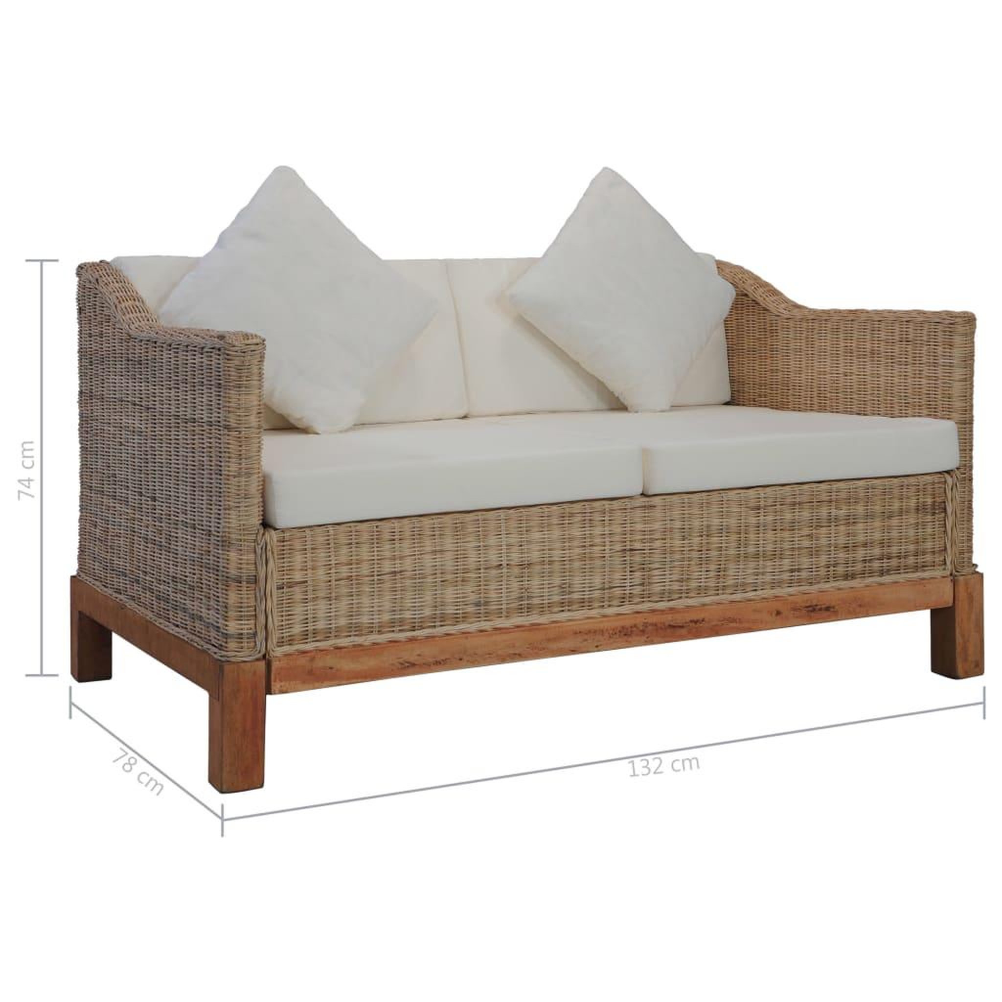 Voir la diapositive 6 : VIDAXL Canape a 2 places avec coussins Rotin naturel