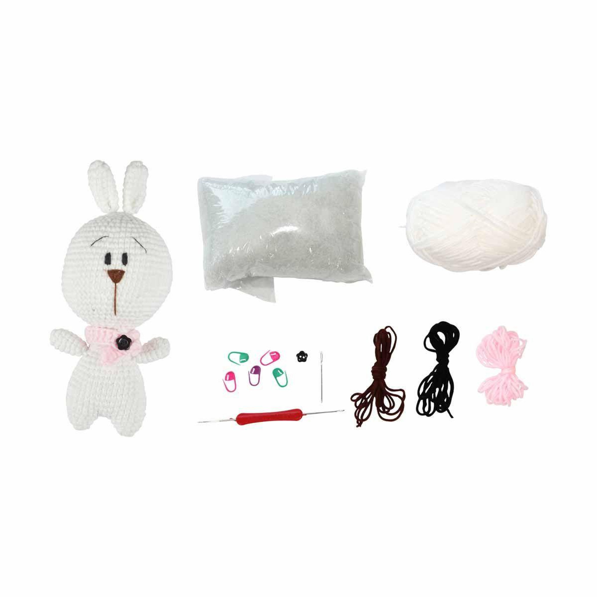 HOMEA Kit Complet Amigurumi  Valentin le Lapin  17cm Blanc