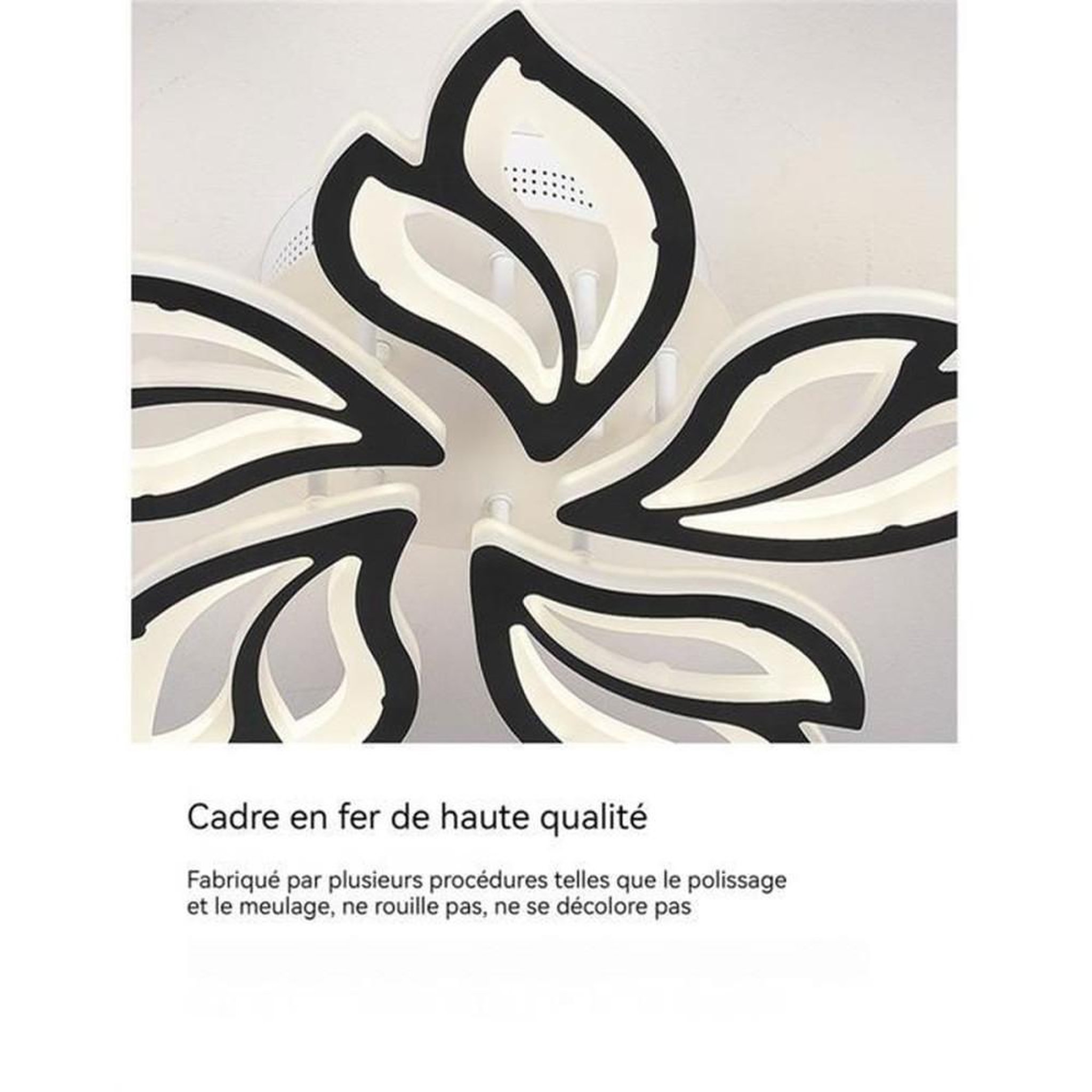 Voir la diapositive 4 : Lampe plafond LED à encastrer design floral ultra-plat 60 cm, diffuseur acrylique blanc laiteux, dimmable avec télécommande