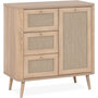 Voir la diapositive 6 : HOMIFAB Petit buffet cannage et effet bois naturel 81 cm - Padang