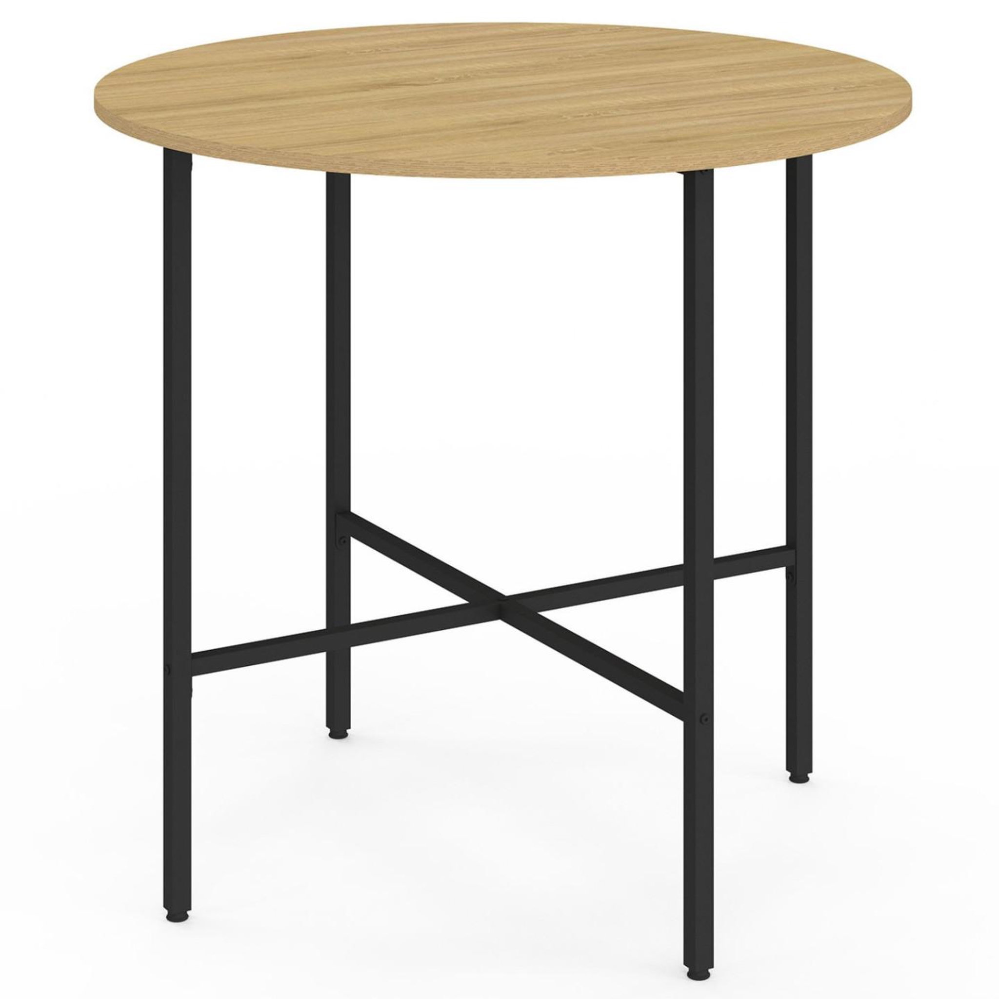 Voir la diapositive 2 : ID MARKET Table à manger fixe ronde detroit 4 personnes design industriel 80 cm