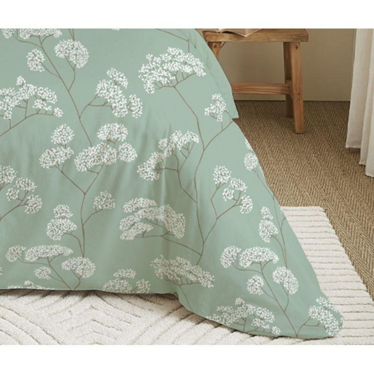 COTON PUR Pack complet housse de couette réversible pour lit 180 x 200 cm  King size  Landscape Menthe