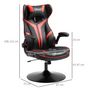 Voir la diapositive 3 : VINSETTO Fauteuil gaming base ronde métal pivotante 360° hauteur réglable tétière accoudoirs relevables PVC rouge noir