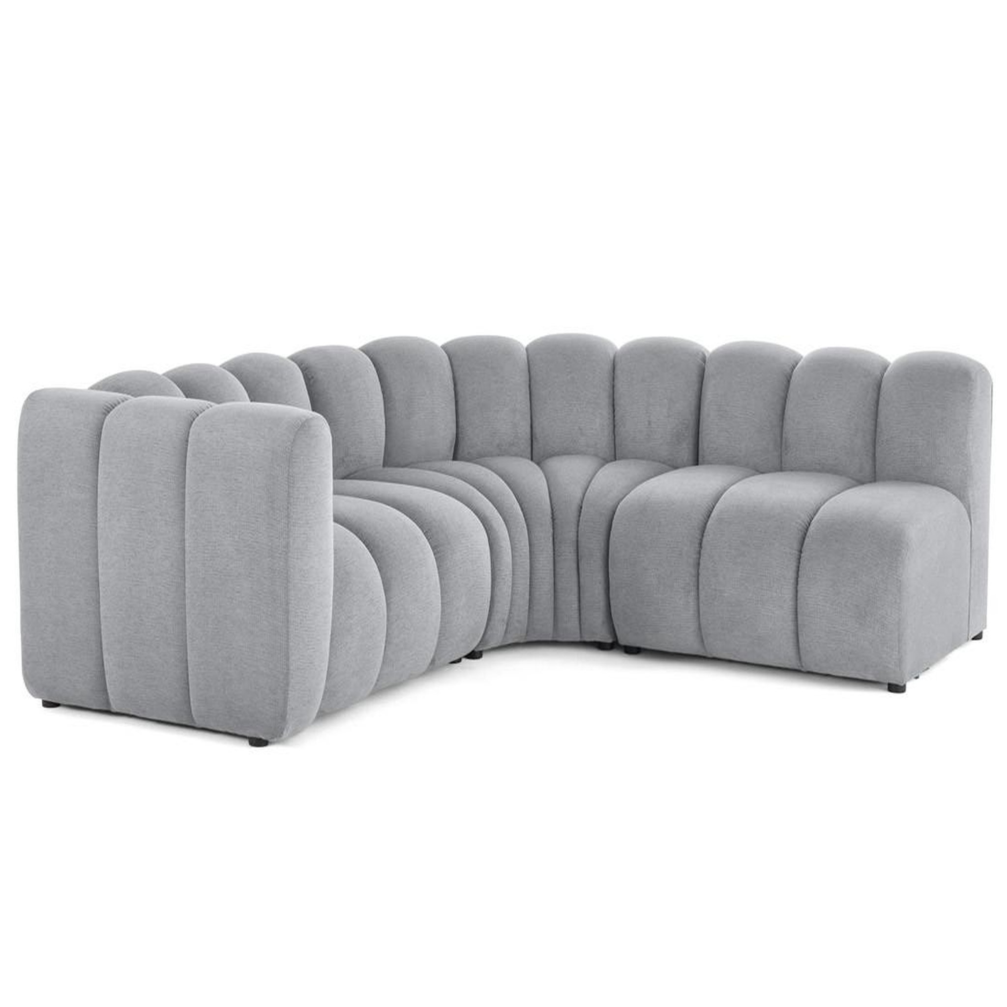Voir la diapositive 4 : LISA DESIGN Debbie - canapé modulable d'angle droit 4 places avec accoudoir en tissu texturé