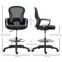 Voir la diapositive 3 : VINSETTO Fauteuil de bureau chaise de bureau assise haute réglable dim. 59L x 65l x 109-124H cm pivotant 360° maille respirante noir
