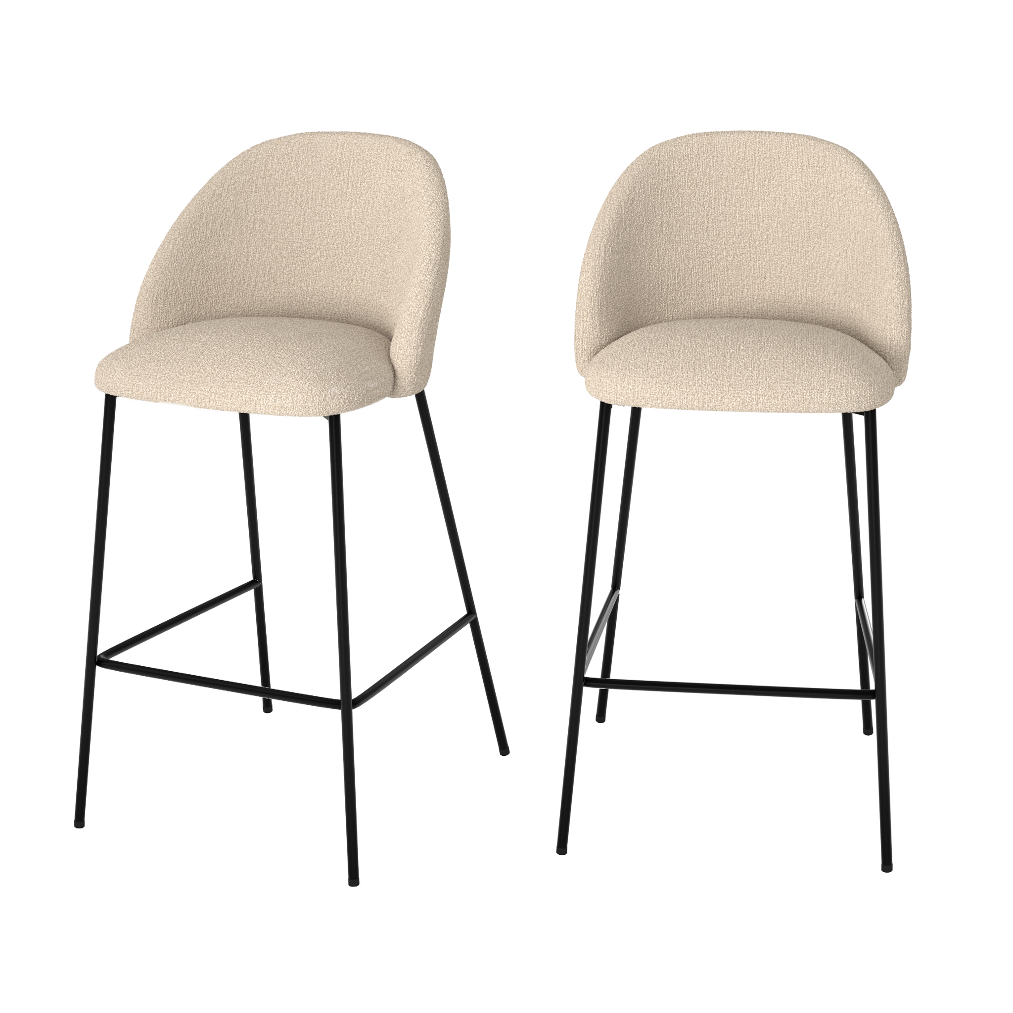 MAISON PAVANE Lot de 2 chaises pour îlot central en tissu bouclé beige 66 cm-karl