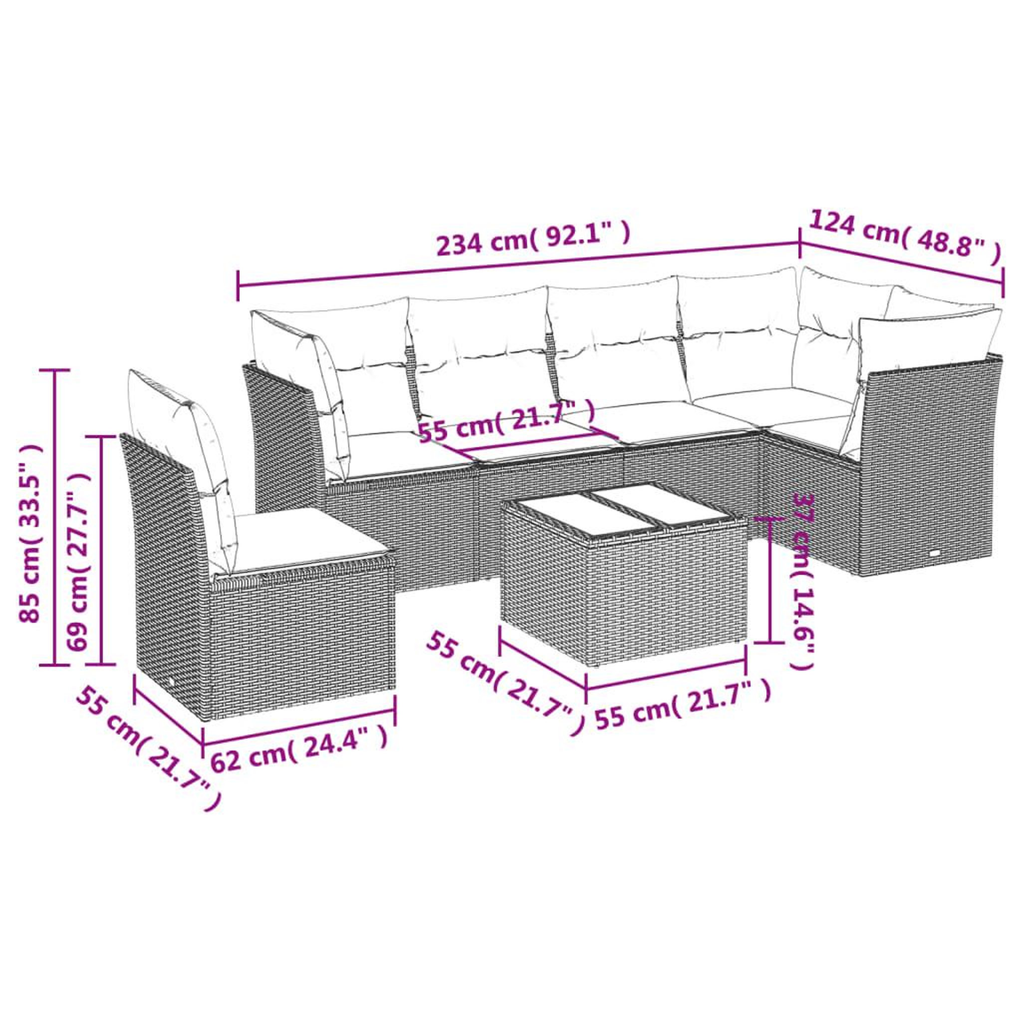 Voir la diapositive 3 : VIDAXL Salon de jardin 7 pcs avec coussins noir resine tressee