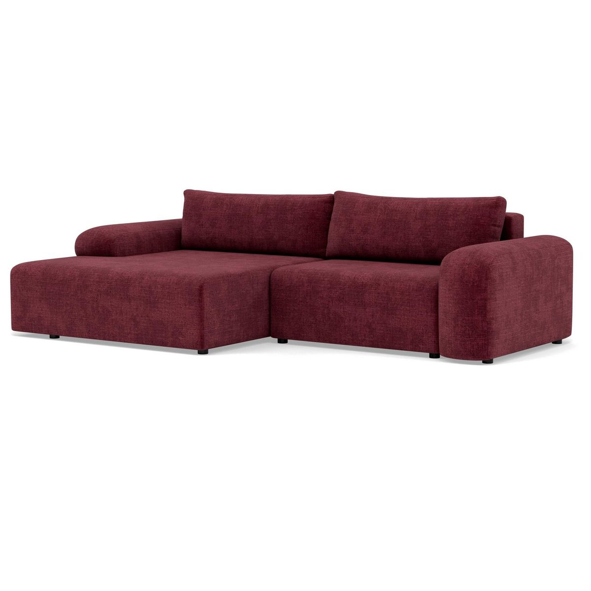 BEST MOBILIER Rebecca - canapé d'angle gauche 4 places convertible avec coffre en velours texturé