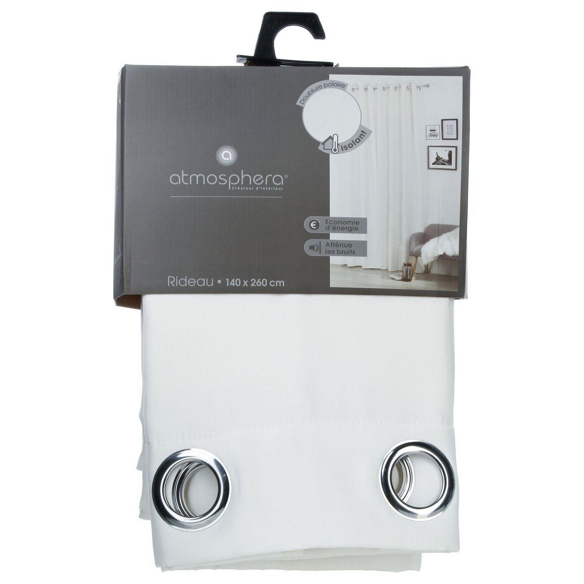 ATMOSPHERA Rideau isolant - 140 x 260 cm. - Polyester - Ivoire