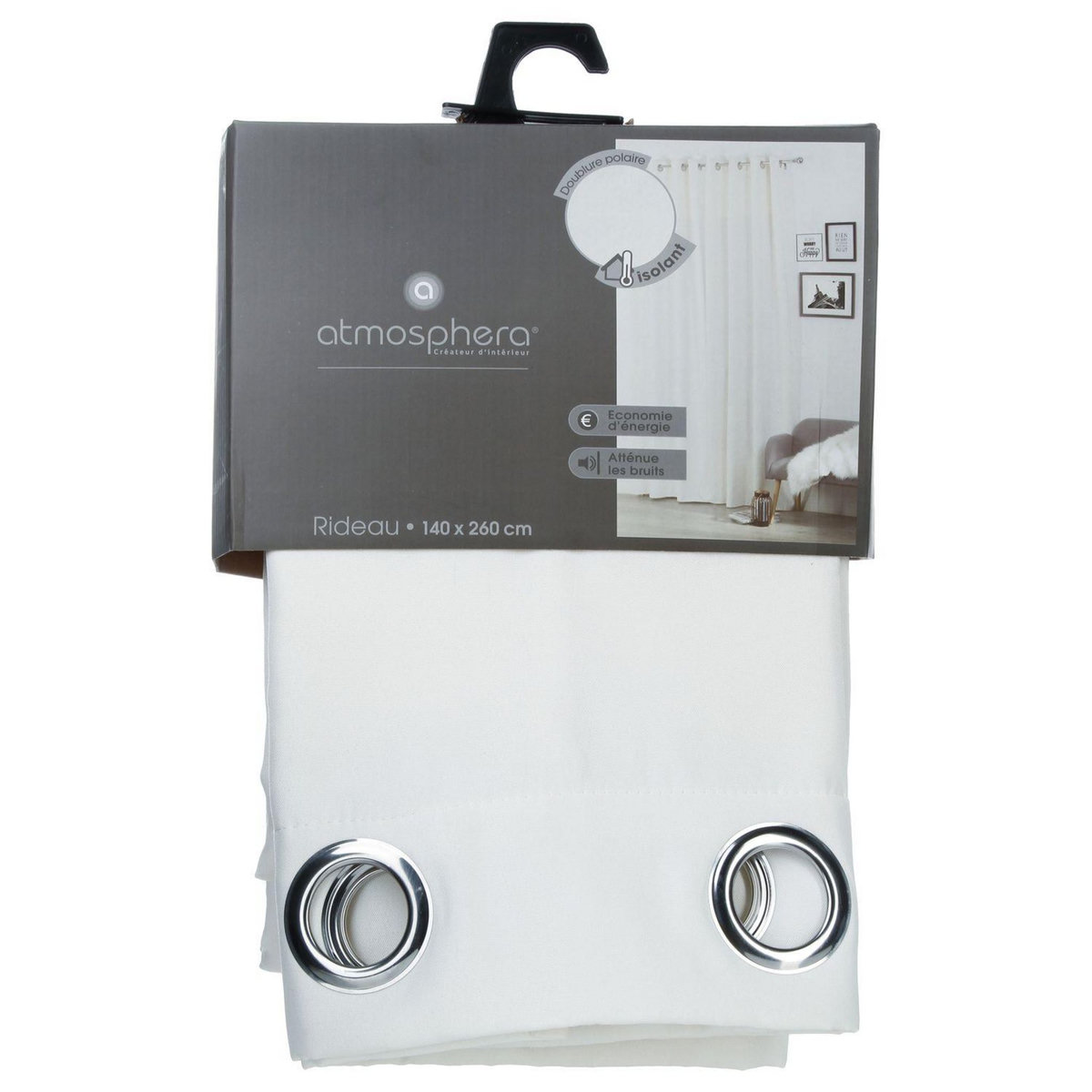 ATMOSPHERA Rideau isolant - 140 x 260 cm. - Polyester - Ivoire
