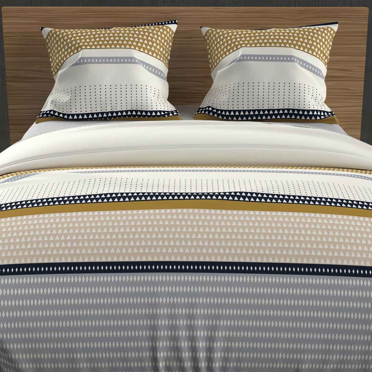 SOLEIL D'OCRE Parure housse de couette coton 57 fils THALES, par Soleil d'ocre