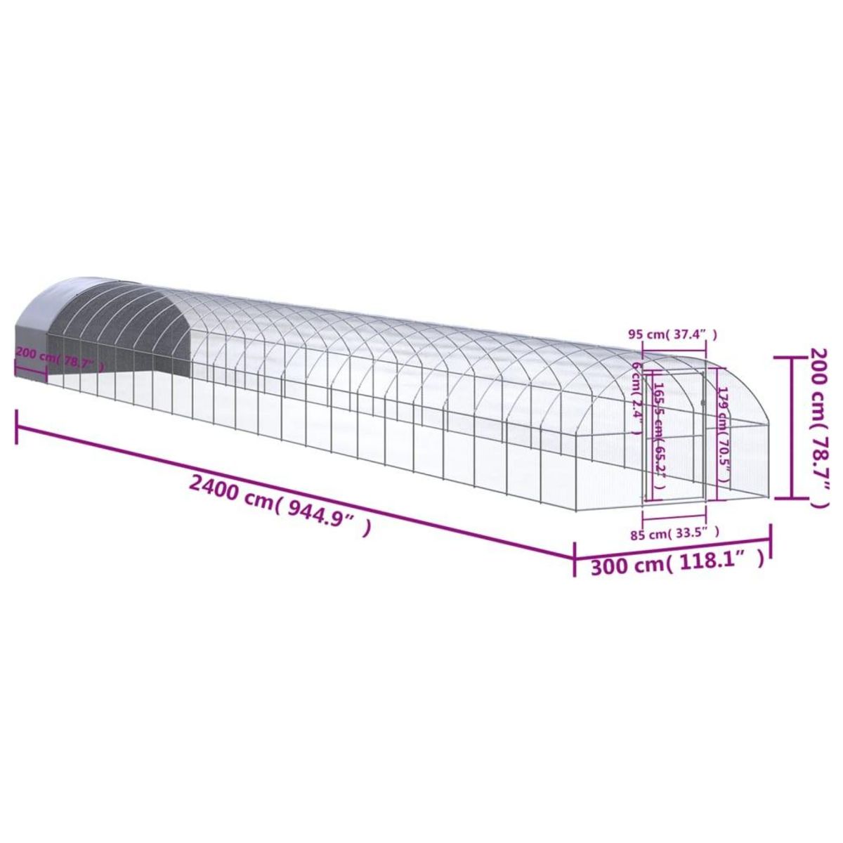 VIDAXL Poulailler d'exterieur 3x24x2 m Acier galvanise