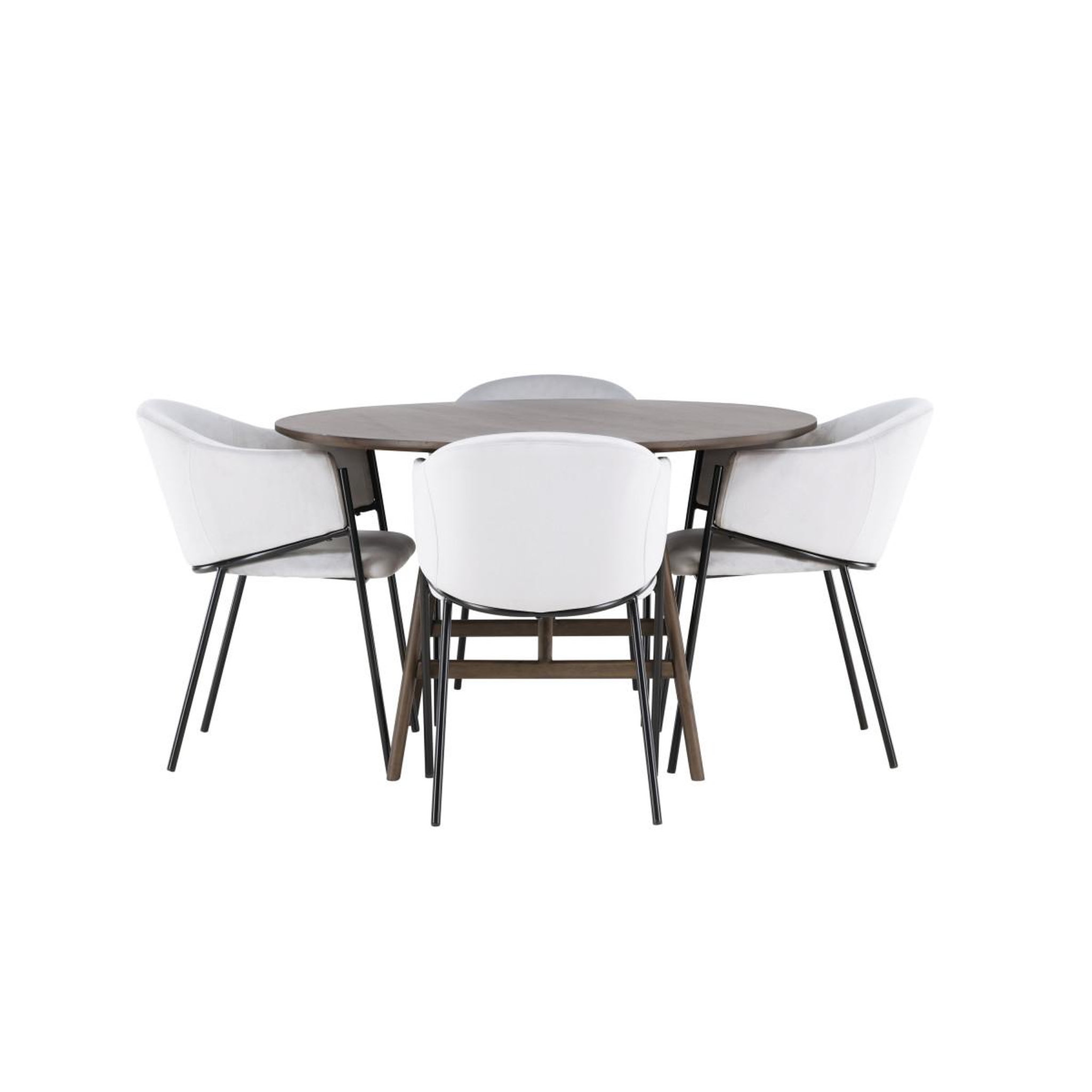 Voir la diapositive 2 : Paris Prix Ensemble table à manger & 4 chaises  kaseidon & evelina  100cm marron foncé & gris