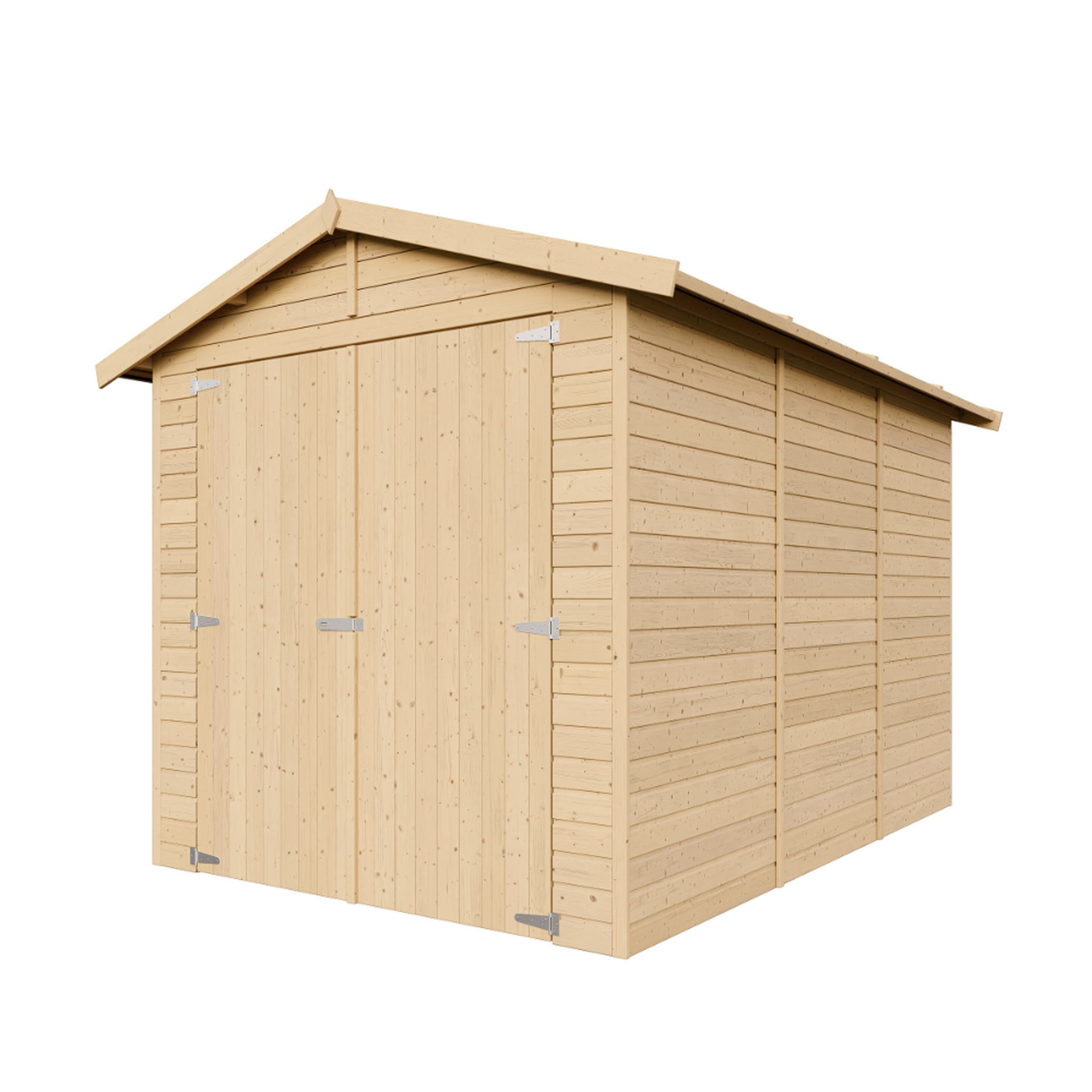 TIMBELA Garage en Bois Naturel - H222x244x320 cm/ 6 m² M105