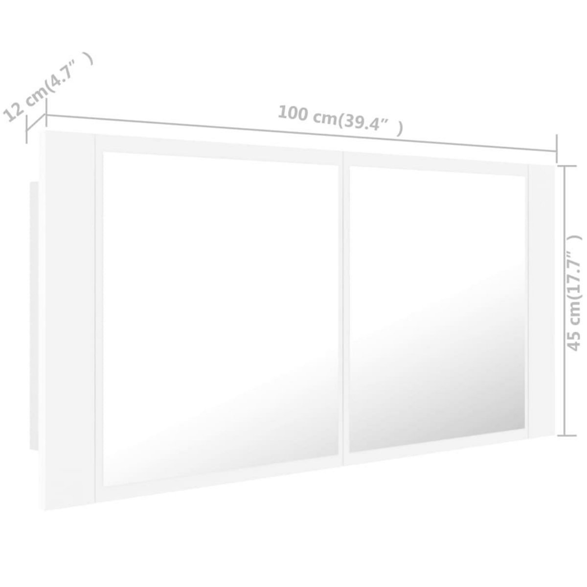 VIDAXL Armoire salle de bain a miroir LED Blanc 100x12x45 cm Acrylique