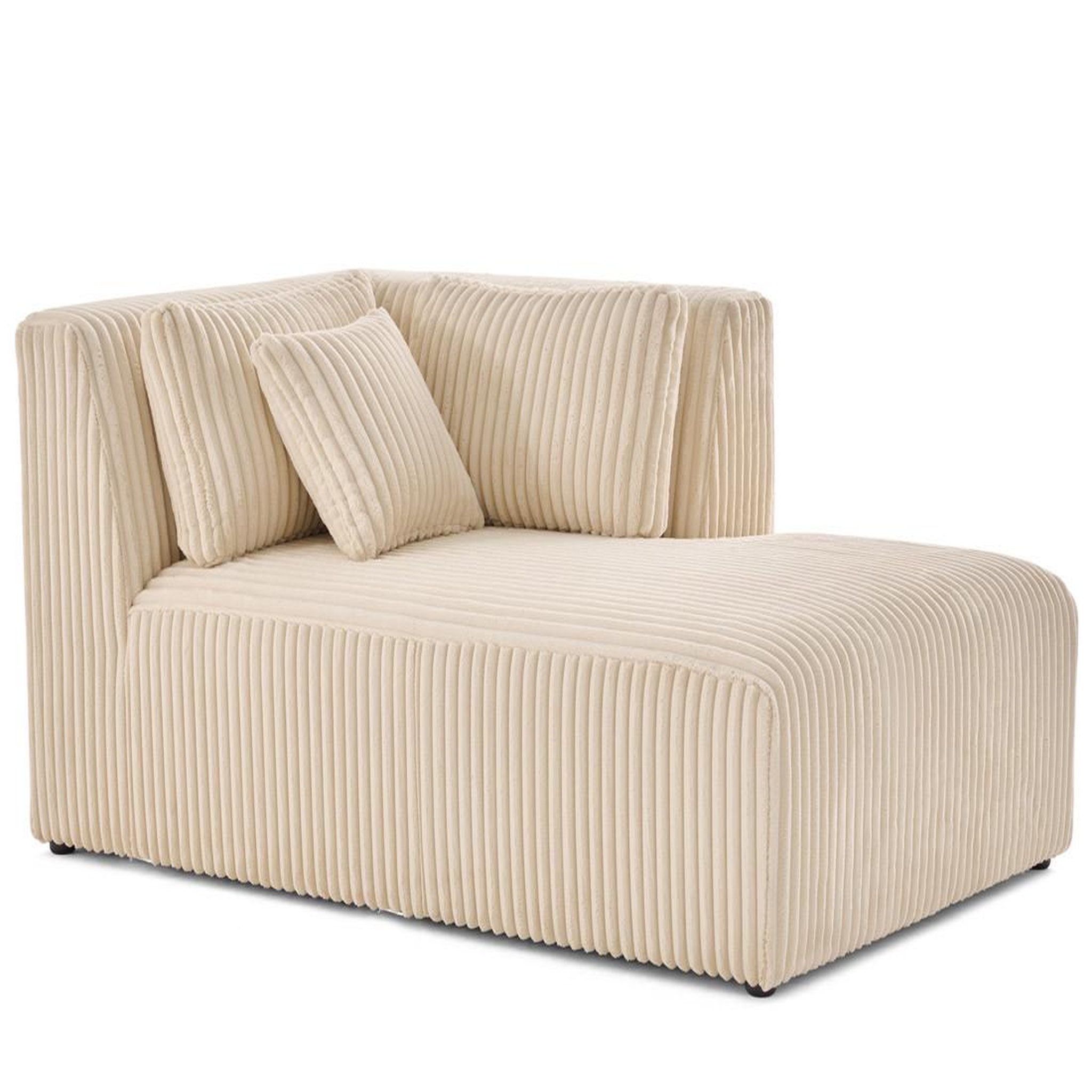 Voir la diapositive 1 : LISA DESIGN Victoire - module d'assise méridienne droit en velours côtelé grosses côtes