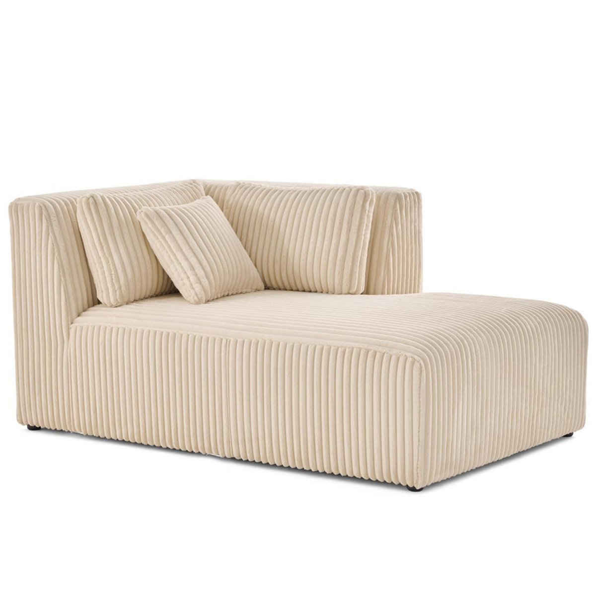 LISA DESIGN Victoire - module d'assise méridienne droit en velours côtelé grosses côtes