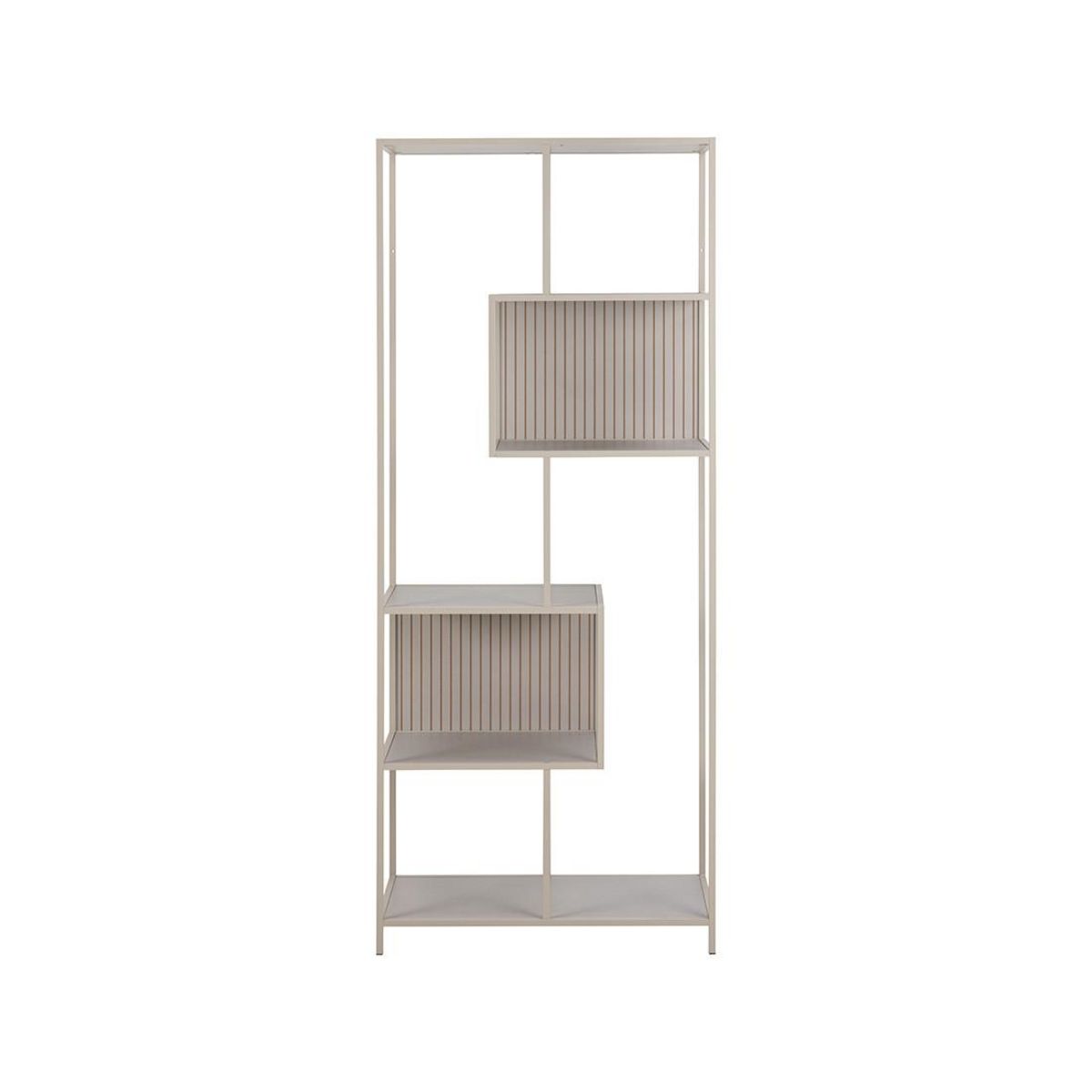 LISA DESIGN Anthea - étagère filaire métal avec plaquage en effet bois blanchi - 77 cm - gris