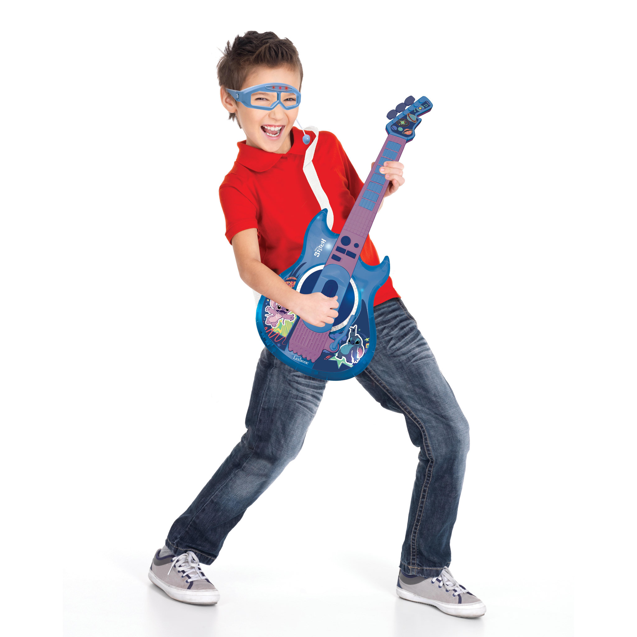 Voir la diapositive 6 : Lexibook Guitare Électronique Lumineuse avec lunettes et micro Stitch