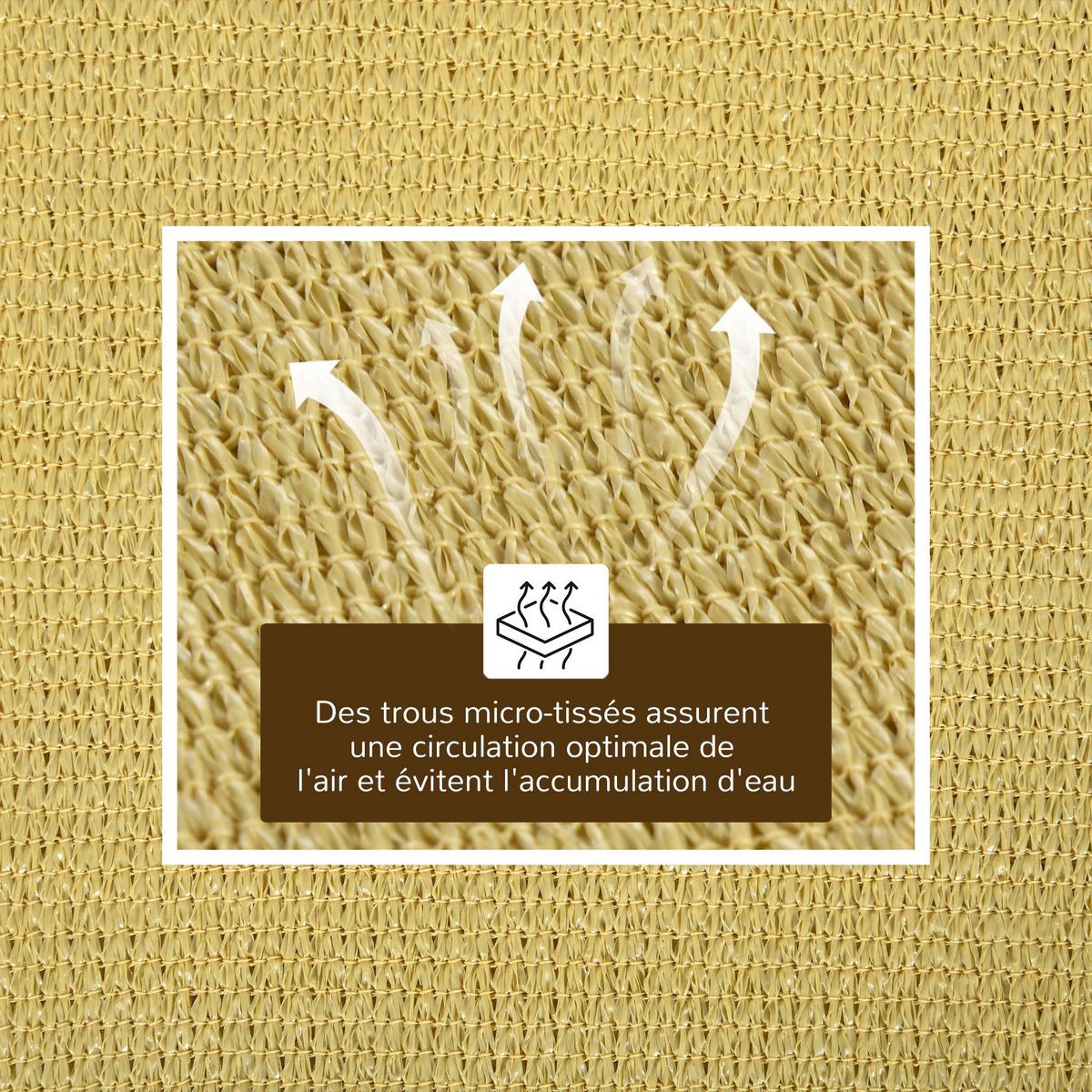 OUTSUNNY Voile d'ombrage rectangulaire 6L x 4l m HDPE beige
