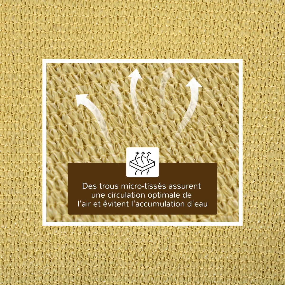 OUTSUNNY Voile d'ombrage rectangulaire 6L x 4l m HDPE beige