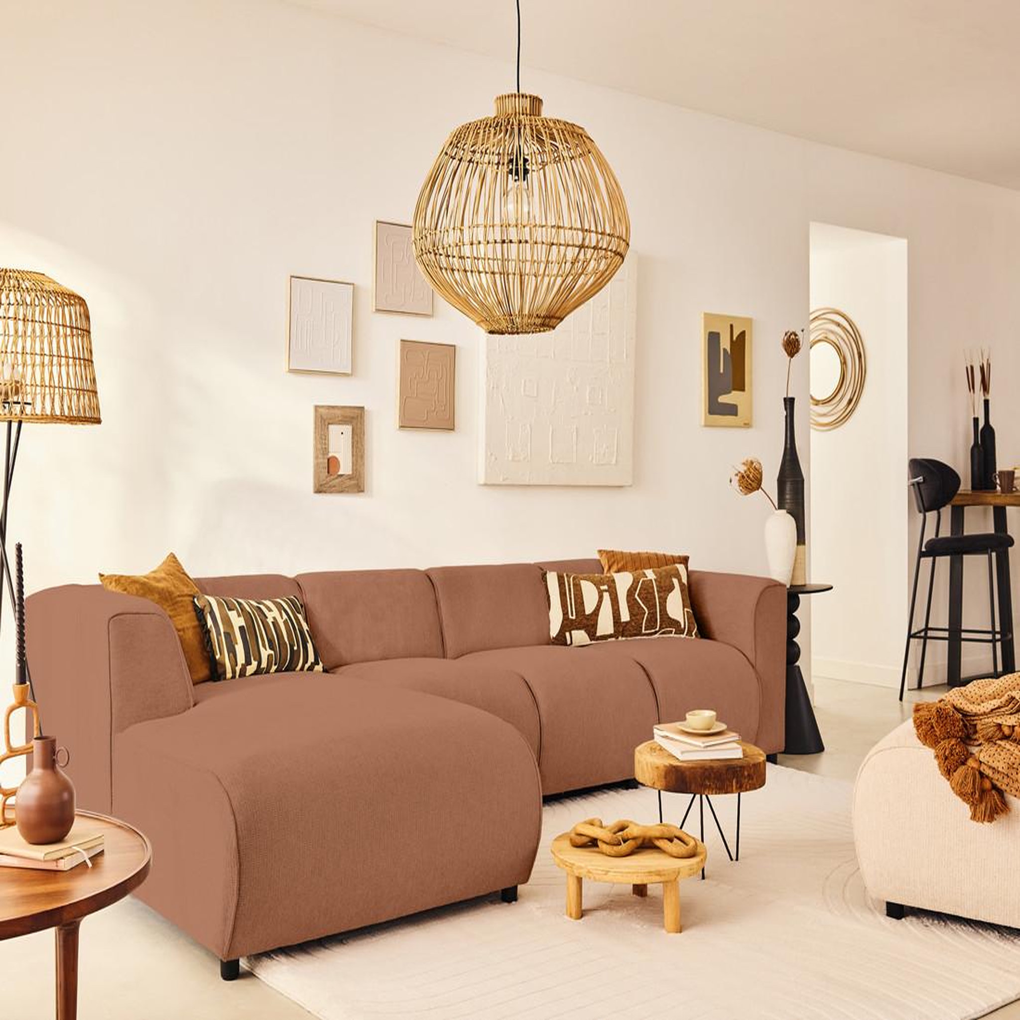 Voir la diapositive 1 : LISA DESIGN Suaro - canapé modulable d'angle gauche 5 places en tissu texturé