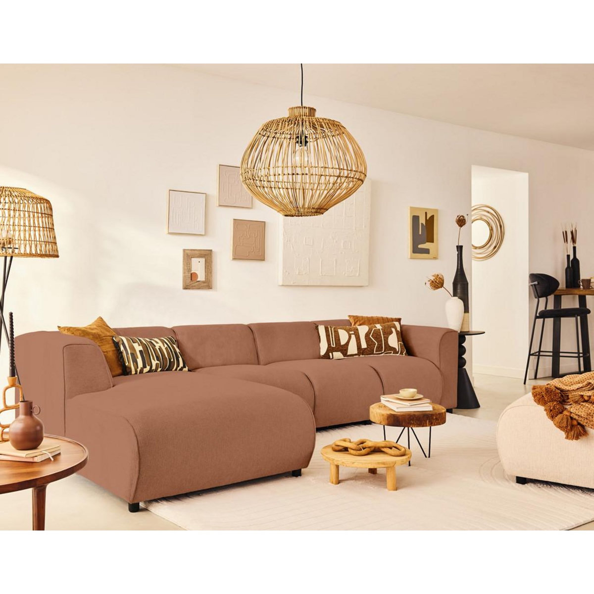 LISA DESIGN Suaro - canapé modulable d'angle gauche 5 places en tissu texturé