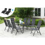 Voir la diapositive 2 : CONCEPT USINE Salon de Jardin Aluminium 8 fauteuils + Duo Transats Noir RIMINI