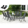 Voir la diapositive 2 : CONCEPT USINE Salon de Jardin Aluminium 8 fauteuils + Duo Transats Noir RIMINI