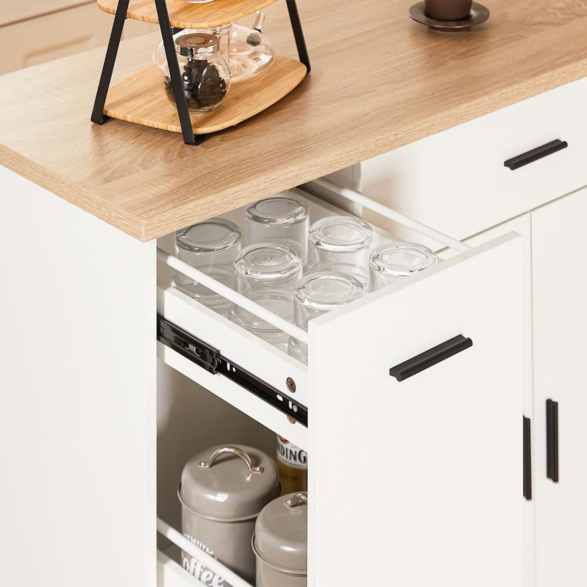 SOBUY SoBuy - Chariot De Cuisine à un tiroir - Blanc - 95x46x92cm - Moderne - FKW126-NW