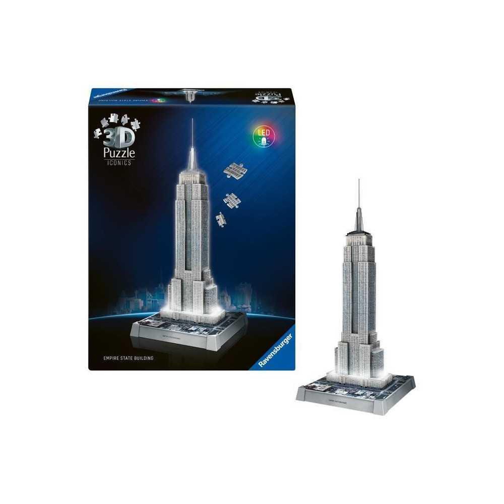 Voir la diapositive 3 : RAVENSBURGER Puzzle 3D adulte – Empire State Building illuminé – Maquette 3D – Iconics