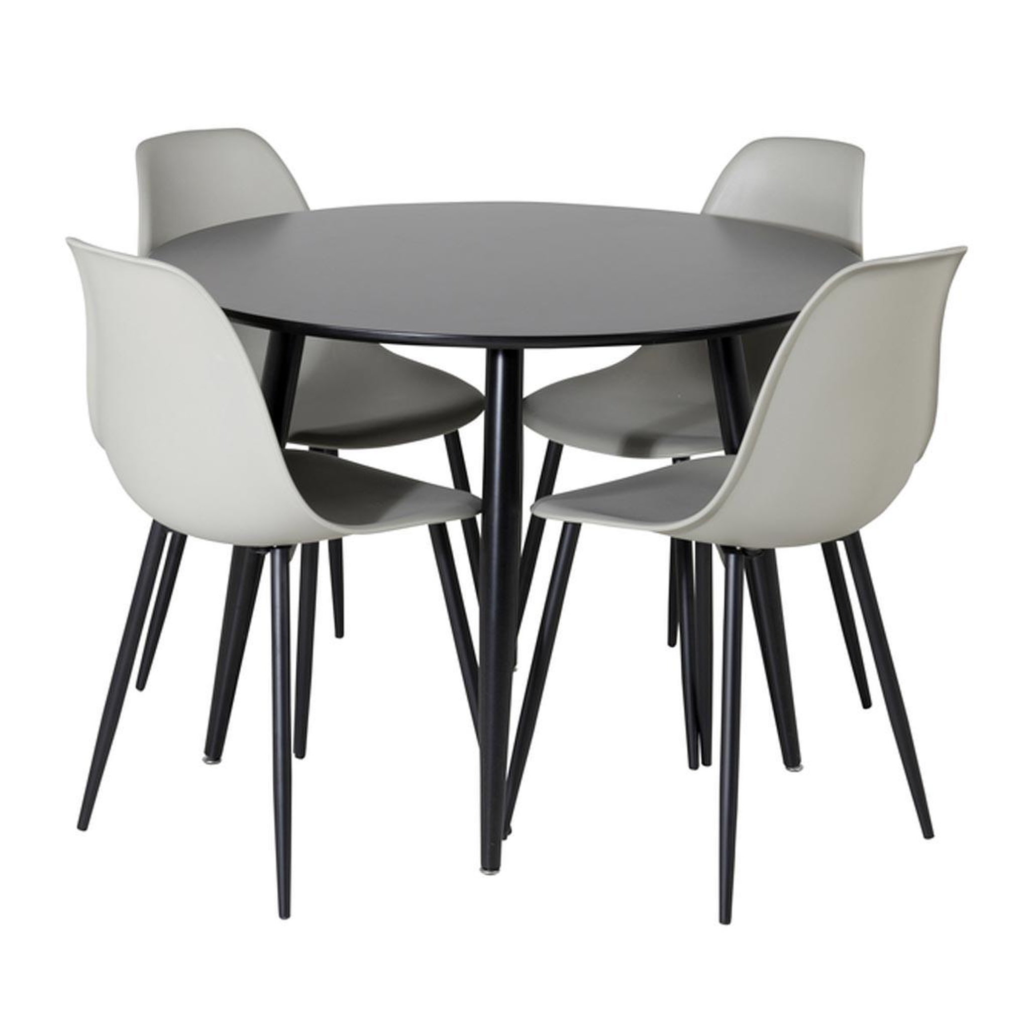 Paris Prix Ensemble table à manger & 4 chaises  plaza & polar  100cm noir & gris