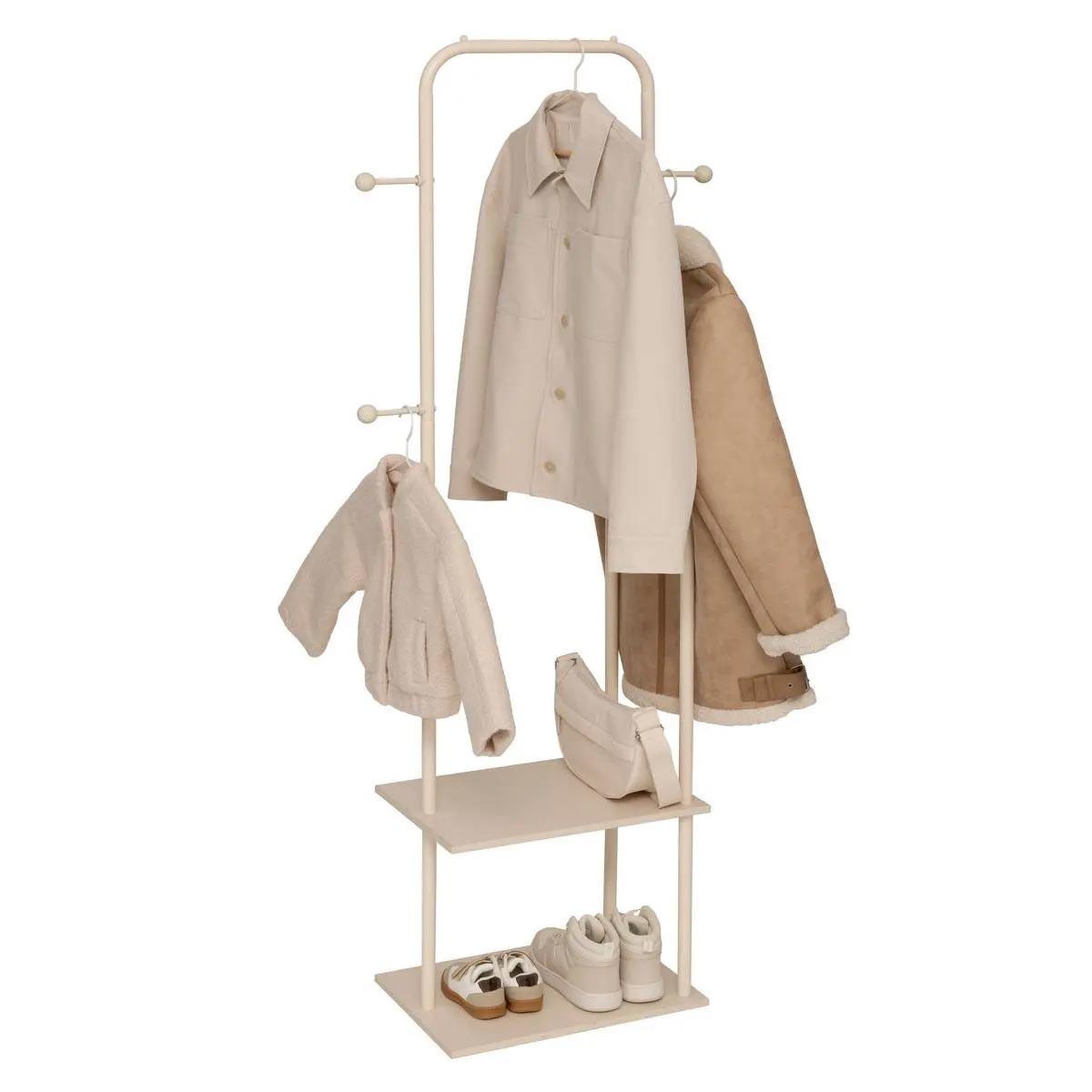 Voir la diapositive 5 : FIVE Portant à vêtements avec étagères  liny  164cm beige