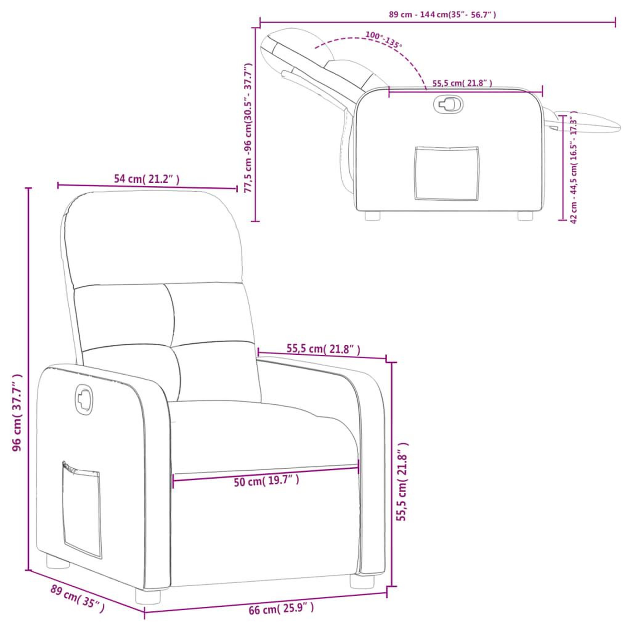 Voir la diapositive 6 : VIDAXL Fauteuil inclinable Creme Tissu