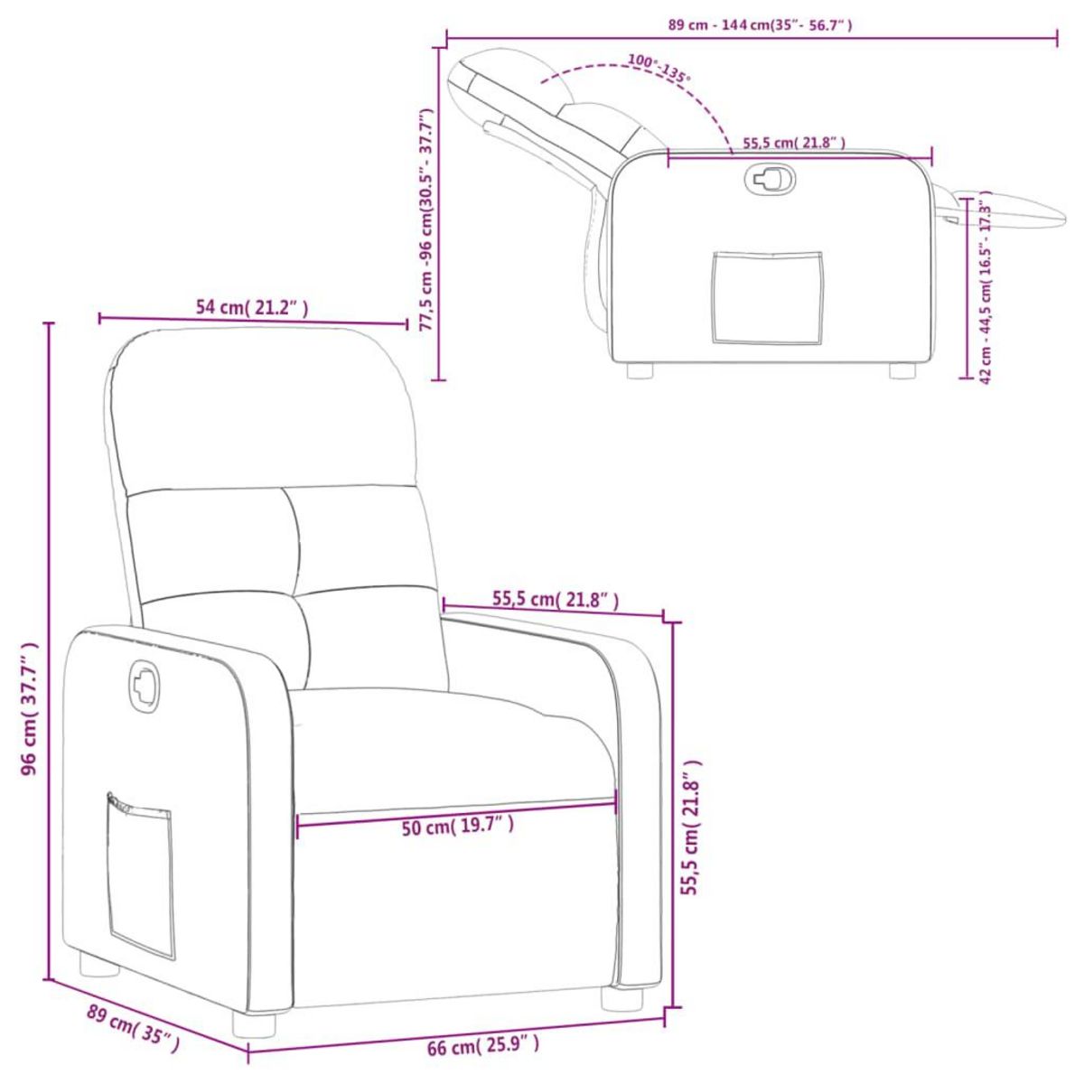 VIDAXL Fauteuil inclinable Creme Tissu