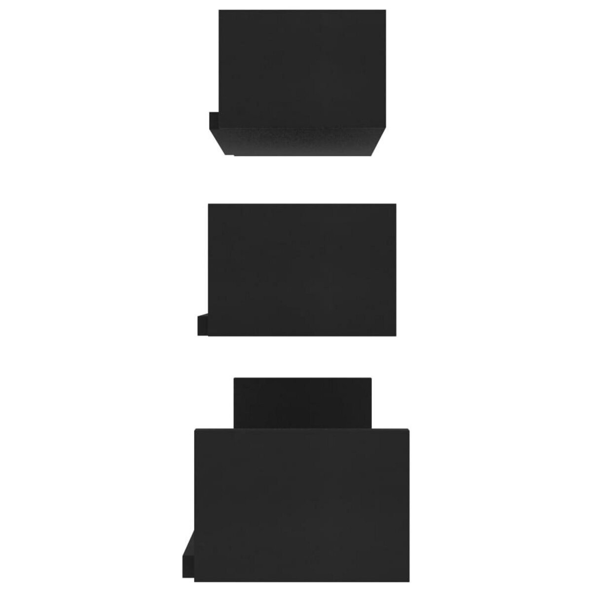 VIDAXL Etageres murales 3 pcs Noir Bois d'ingenierie