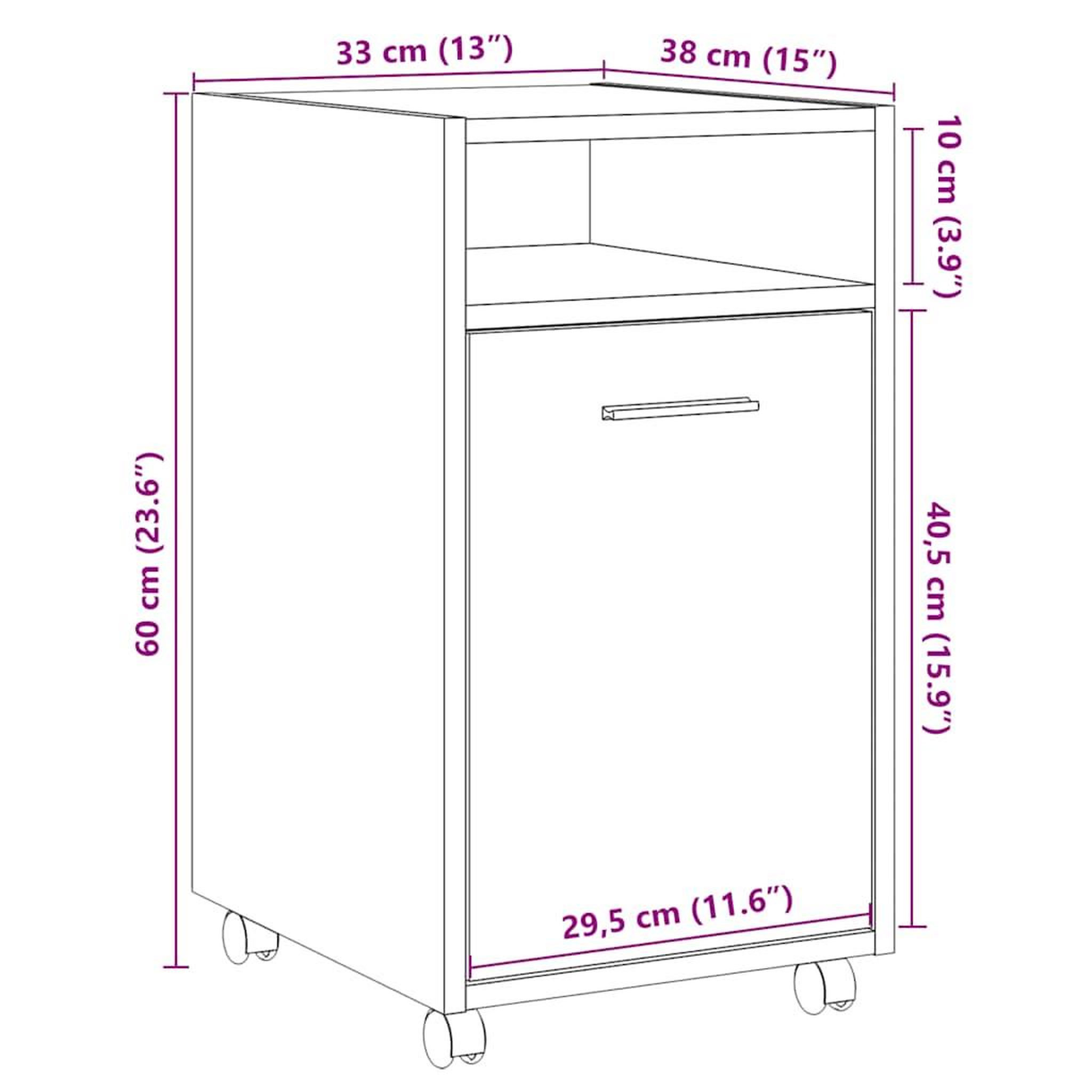 Voir la diapositive 6 : VIDAXL Armoire avec roues vieux bois 33x38x60 cm bois d'ingenierie