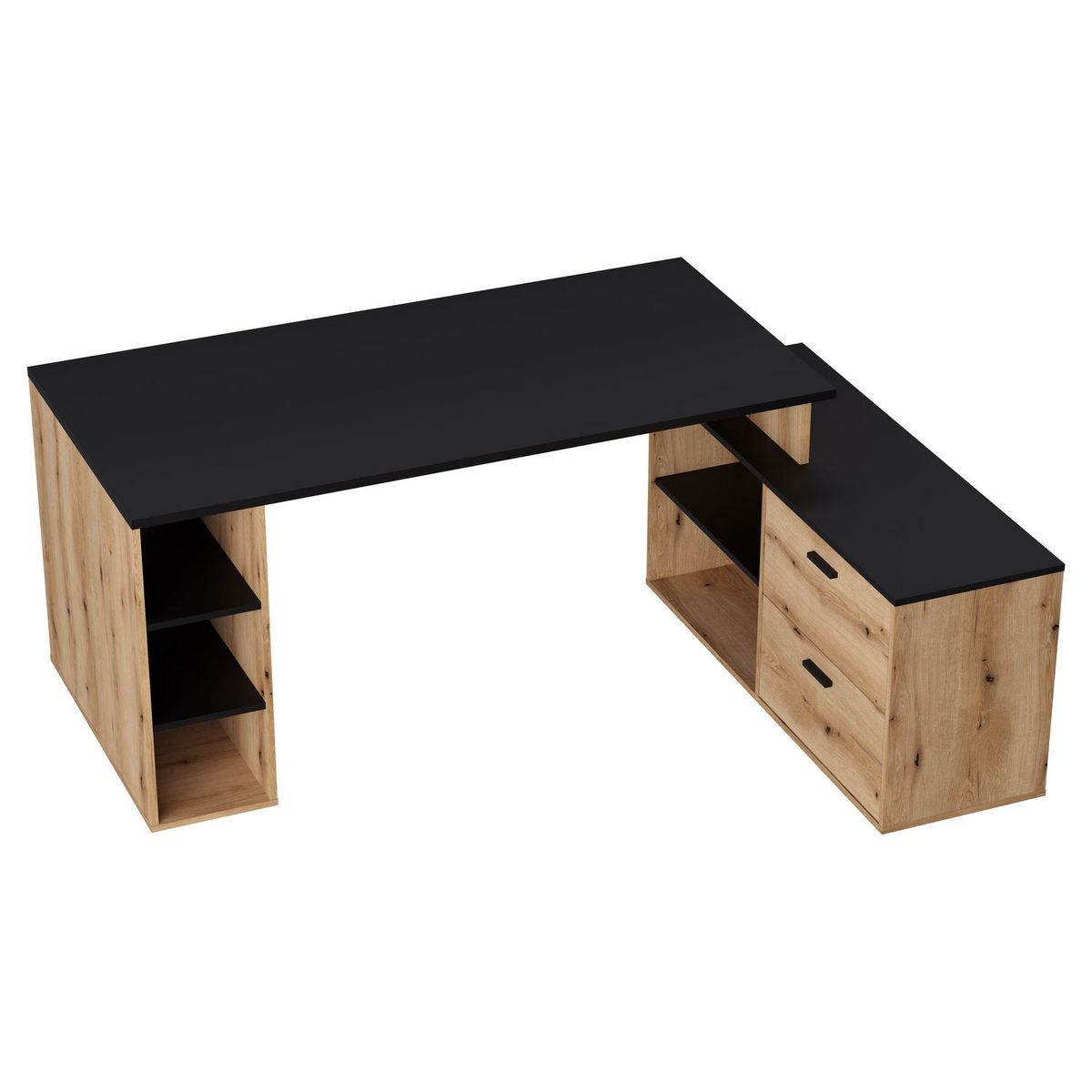 Bureau d'angle 3 tiroirs et rangements L183cm ESTEBAN