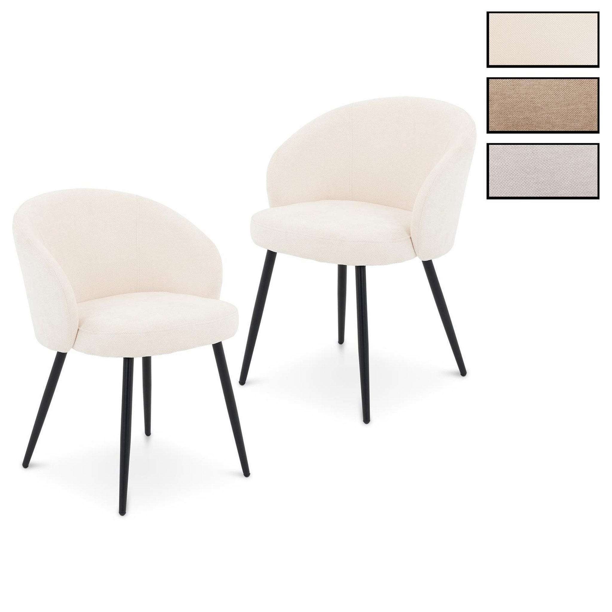 IDIMEX Lot de 2 chaises kursi de salle à manger en tissu. Coloris disponibles : Blanc