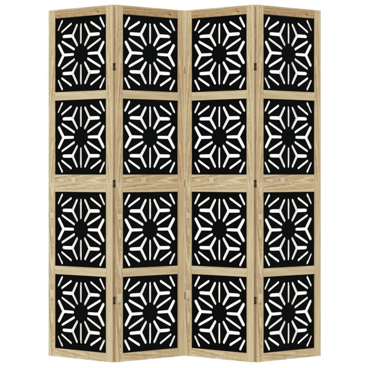 VIDAXL Cloison de separation 4 panneaux marron noir paulownia massif