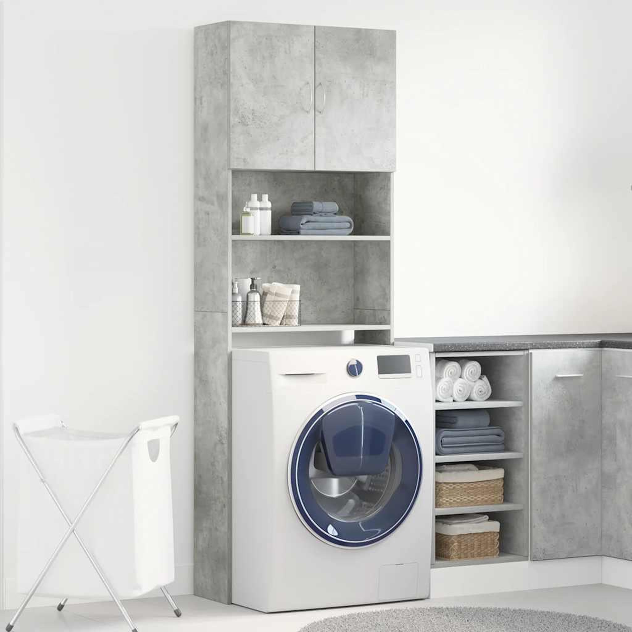 Voir la diapositive 3 : VIDAXL Meuble de machine a laver gris beton bois d'ingenierie