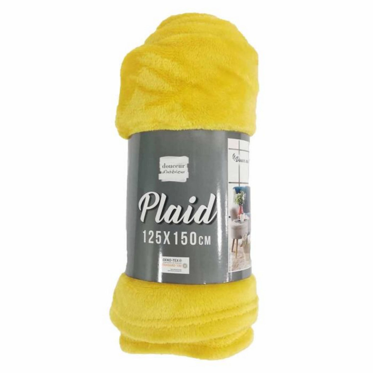 Paris Prix Plaid Uni en Flanelle  Flanou  125x150cm Jaune