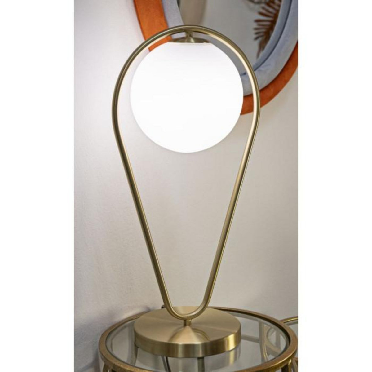 Paris Prix Lampe à Poser Sphère  Glamy Drop  50cm Blanc & Or