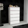 Voir la diapositive 2 : MARKET24 Commode CHELSEA 5 tiroirs - L 77,2 x P 42,2 x H 128,1 - Décor optique béton clair KILOX et blanc mat