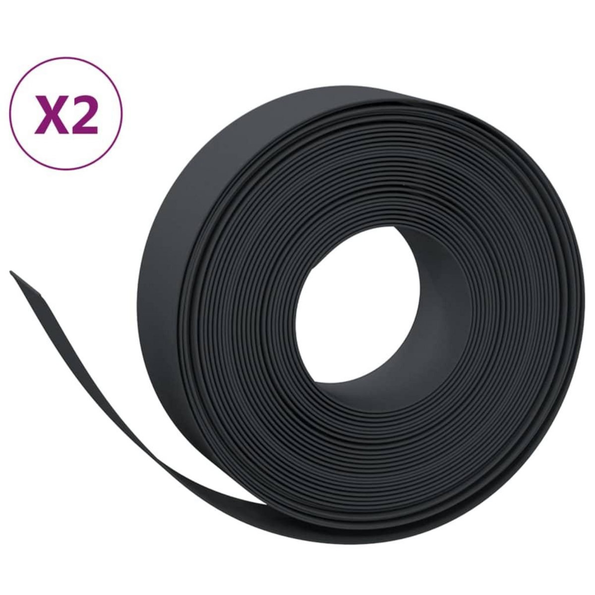 VIDAXL Bordures de jardin 2 pcs noir 10 m 15 cm polyethylene